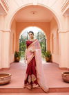Maroon And Pink Colour Fancy Festive Wear Heavy Embroidery Work In Skirt And Separate Pallu With Border Work Fancy Blouse Work Saree Collection 4114